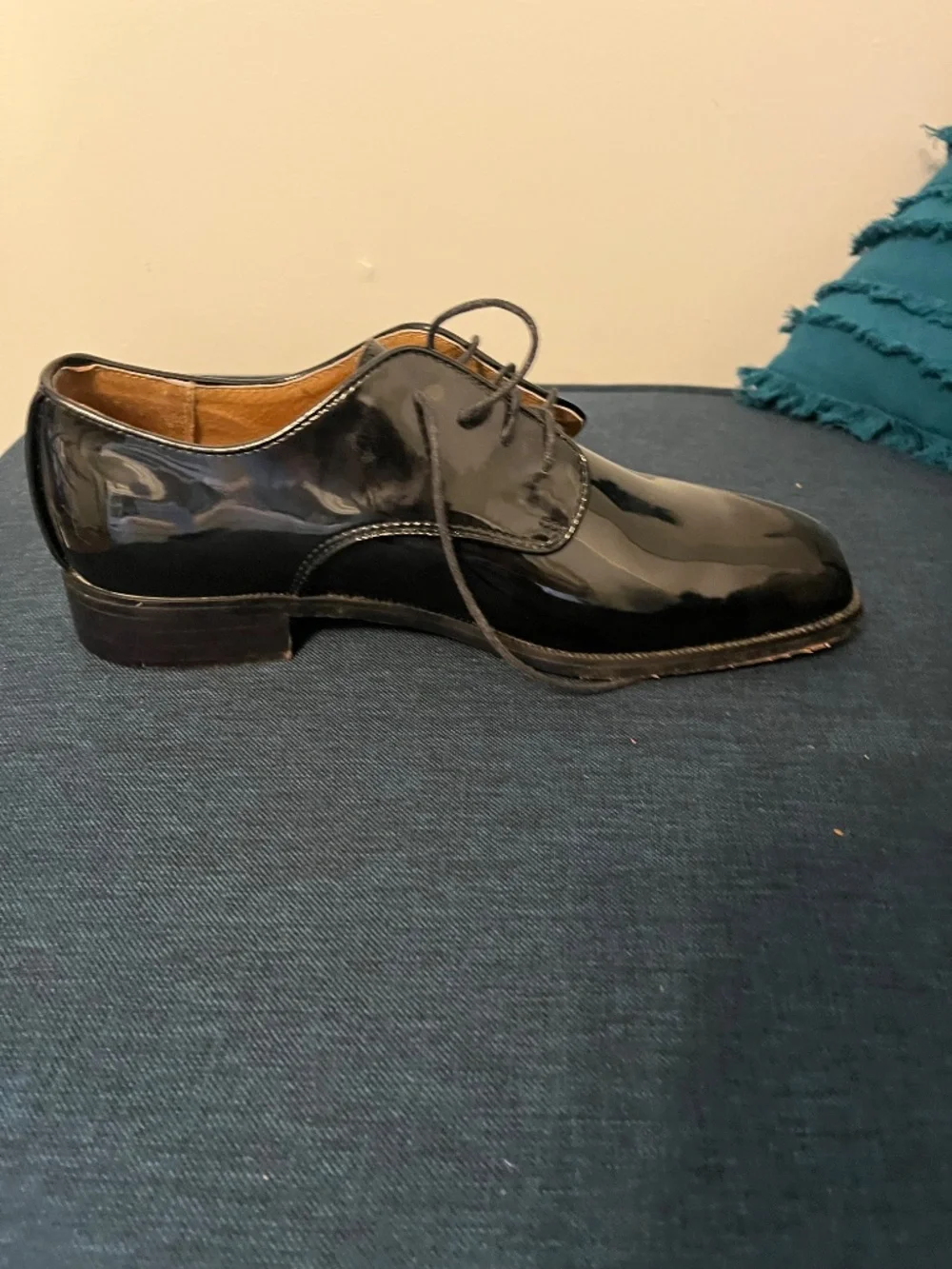 Lord West Men's Black Patent Leather Oxfords Sz 9.5M Tuxedo Dress Shoes